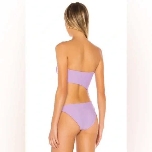 Superdown Lavender Purple Calla One Piece Monokini Strapless Swimsuit size XS - Picture 3 of 9